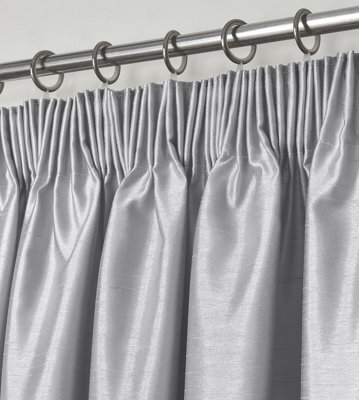 Intimates Modern Ring Top Curtains, Ready-Made High-Quality Faux Silk, Machine Washable, Energy-Saving Living Room Curtains - Silver