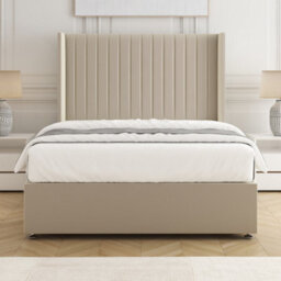 Bsspoke Manhattans Divan Bed Cream Plush Velvet With 54Inch Headboard & Mattress No Drawers In Single Double King 4Ft6 6Ft - thumbnail 1