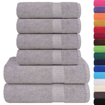 Berkfield Durable 6 Piece Towel Set Grey 360 Gsm 100% Cotton