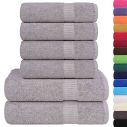 Berkfield Durable 6 Piece Towel Set Grey 360 Gsm 100% Cotton