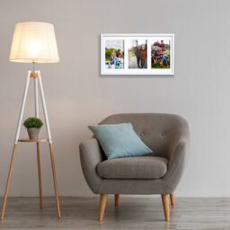 AK Frames 40X20Cm White Sleek Multi Photo Frame With White Mount - Holds 3 Apertures (3X) 6X4 Photos - thumbnail 3