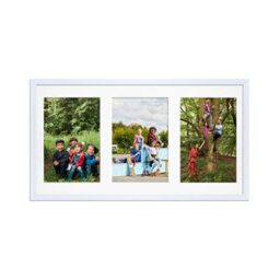 AK Frames 40X20Cm White Sleek Multi Photo Frame With White Mount - Holds 3 Apertures (3X) 6X4 Photos - thumbnail 1