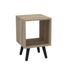 Urbn-Living Urbnliving 30Cm Height Antique Oak Wooden Storage Cube Bookcase Scandinavian Style Black Legs Living Room Bedroom
