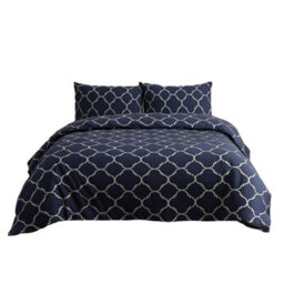 Duvet Cover And Pillowcase Set Grey Geometric Design Polycotton Bed Linen Grey - thumbnail 2