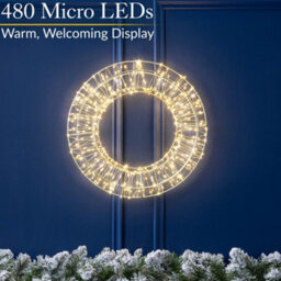Christow Christmas Micro Led Light Up Wreath Door Decoration - thumbnail 3