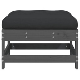 Walplus Garden Outdoor Footstools With Cushions 2Pcs Grey Solid Wood Pine - thumbnail 5