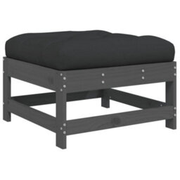 Walplus Garden Outdoor Footstools With Cushions 2Pcs Grey Solid Wood Pine - thumbnail 7