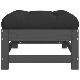 Walplus Garden Outdoor Footstools With Cushions 2Pcs Grey Solid Wood Pine - thumbnail 6
