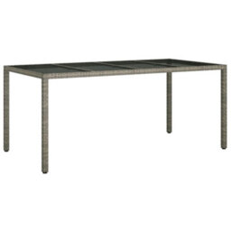 Walplus Garden Table Grey 190X90X75 Cm Tempered Glass And Poly Rattan - thumbnail 2