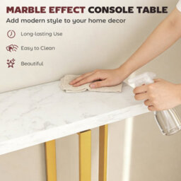 Wyld Haus Larose Narrow Console Table 100 X 30 Cm - White Faux Marble Top, Gold-Tone Steel Frame, Anti-Tip - thumbnail 4