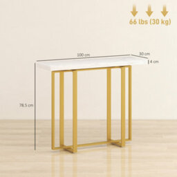 Wyld Haus Larose Narrow Console Table 100 X 30 Cm - White Faux Marble Top, Gold-Tone Steel Frame, Anti-Tip - thumbnail 3