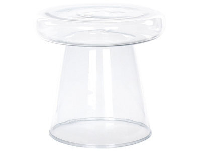 Beliani Aurora Home Transparent Glass Side Table 39Cm Round Tinted Lacquered Finish - image 1