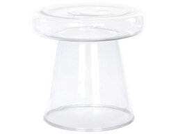 Beliani Aurora Home Transparent Glass Side Table 39Cm Round Tinted Lacquered Finish - thumbnail 1