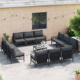 Berkfield Modern Garden Sofa Set 13 Pcs Anthracite Steel - thumbnail 5