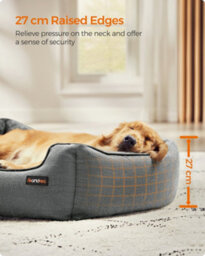 LEDREM Dog Bed, Linen-Look Pet Bed, Dog Sofa Bed With Raised Edges, Non-Slip Bottom, Removable Washable Cover, Xl, For Large Dogs - thumbnail 3