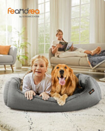 LEDREM Dog Bed, Linen-Look Pet Bed, Dog Sofa Bed With Raised Edges, Non-Slip Bottom, Removable Washable Cover, Xl, For Large Dogs - thumbnail 1