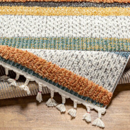 Livabliss Lofty-Shaggy Off-White Black Yellow Vintage Boho Plush Soft Pile Fringe Living Bedroom Rug 200 X 275 Cm Easy Care, Non Shedding - thumbnail 4