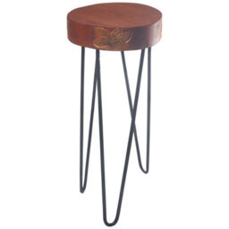 Albasia Wood Plant Stand - Terracotta & Black Accent, Handcrafted Decor - thumbnail 1