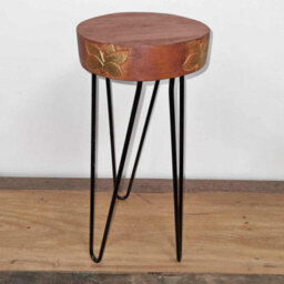 Albasia Wood Plant Stand - Terracotta & Black Accent, Handcrafted Decor - thumbnail 3