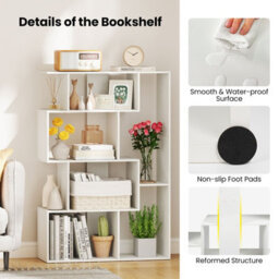 Costway Open-Back Geometric Bookshelf Home 6-Cube Large Bookcase-White - thumbnail 9