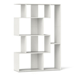 Costway Open-Back Geometric Bookshelf Home 6-Cube Large Bookcase-White - thumbnail 8