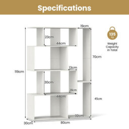Costway Open-Back Geometric Bookshelf Home 6-Cube Large Bookcase-White - thumbnail 2