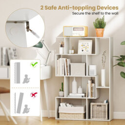Costway Open-Back Geometric Bookshelf Home 6-Cube Large Bookcase-White - thumbnail 7