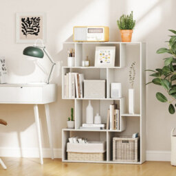 Costway Open-Back Geometric Bookshelf Home 6-Cube Large Bookcase-White - thumbnail 5