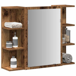 Berkfield Bathroom Mirror Cabinet Old Wood 80X20.5X64 Cm Engineered Wood