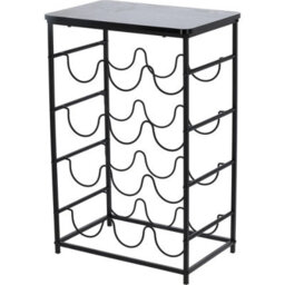 Urbn-Living 12 Bottle Wine Grey Rack Shelf Freestanding Metal Frame Wooden Top Display Stand