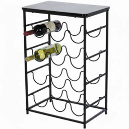 Urbn-Living 12 Bottle Wine Grey Rack Shelf Freestanding Metal Frame Wooden Top Display Stand - thumbnail 6