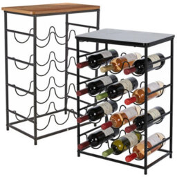 Urbn-Living 12 Bottle Wine Grey Rack Shelf Freestanding Metal Frame Wooden Top Display Stand - thumbnail 7