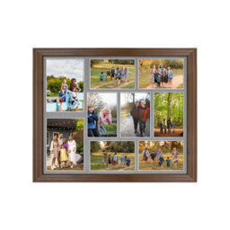 AK Frames 20X16 Walnut Classic Multi Photo Frame With Mid Grey Mount - Holds 9 Apertures (2X) 7X5, (7X) 6X4 Photos - thumbnail 1