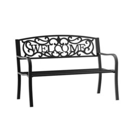Outsunny Garden Bench Double Seat Park Steel Chair Garden Outdoor Metal Patio - thumbnail 2
