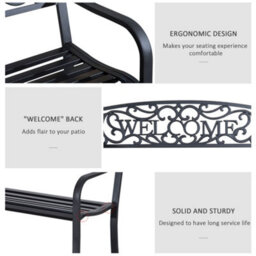 Outsunny Garden Bench Double Seat Park Steel Chair Garden Outdoor Metal Patio - thumbnail 5