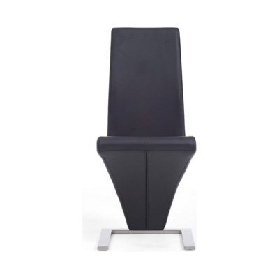 Furniture 48 Hampstead Z Black Faux Leather Dining Chairs (Pair)