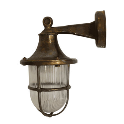Lampfix Navigator 09138 Outdoor Ip64 1 Light Wall Lantern In An Antique Brass Finish