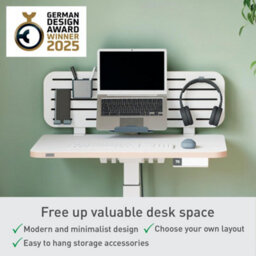 Leitz Ergo Pegboard Desk Organiser With Laptop Holder & Desk Tidy Accessories, 80Cm X 25Cm, White - thumbnail 2