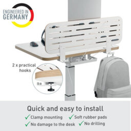 Leitz Ergo Pegboard Desk Organiser With Laptop Holder & Desk Tidy Accessories, 80Cm X 25Cm, White - thumbnail 4