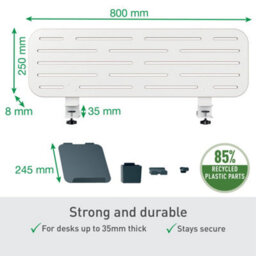 Leitz Ergo Pegboard Desk Organiser With Laptop Holder & Desk Tidy Accessories, 80Cm X 25Cm, White - thumbnail 5