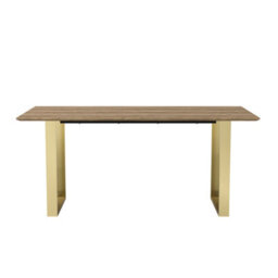 Wyld Haus Sazzuma Rectangular Dining Table With Brass Metal U-Legs, Seats 6 - thumbnail 3