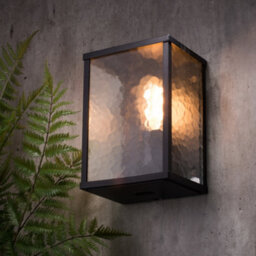 Litecraft Acton Black Frosted Glass Outdoor Wall Light - thumbnail 1