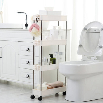 Living And Home 4 Tier Slim Standing Plastic Corner Storage Rack Shelf For Kitchen Bathroom - image 1