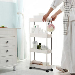 Living And Home 4 Tier Slim Standing Plastic Corner Storage Rack Shelf For Kitchen Bathroom - thumbnail 4