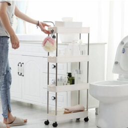Living And Home 4 Tier Slim Standing Plastic Corner Storage Rack Shelf For Kitchen Bathroom - thumbnail 3
