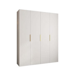 Arte Stylish White Como Iv Hinged Door Wardrobe H2460mm W2000mm D500mm, Four Doors, Sixteen Shelves, Two Hanging Rails, Gold Handles - thumbnail 1