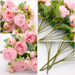 Artificial Pink Peony, Fake Flower Bouquet, Artificial Flower Decoration For Wedding Party Centerpieces, Floral Arrangement - thumbnail 3