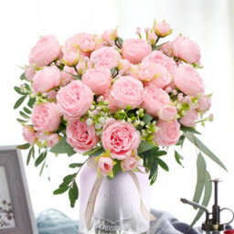 Artificial Pink Peony, Fake Flower Bouquet, Artificial Flower Decoration For Wedding Party Centerpieces, Floral Arrangement - thumbnail 5