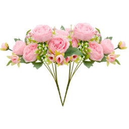 Artificial Pink Peony, Fake Flower Bouquet, Artificial Flower Decoration For Wedding Party Centerpieces, Floral Arrangement - thumbnail 1