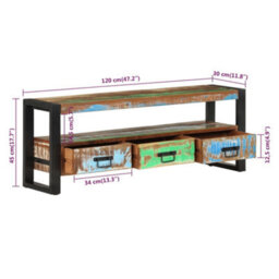 Berkfield Industrial Tv Cabinet 120X30X45 Cm Solid Wood Reclaimed - thumbnail 7